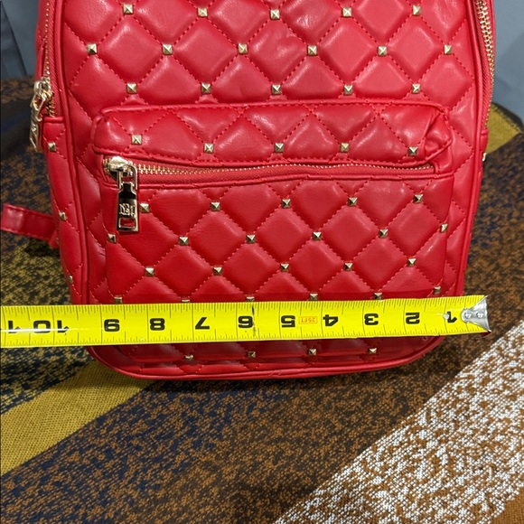 Badgley Mischka Red Quilted Backpack with Gold Accents main image 6